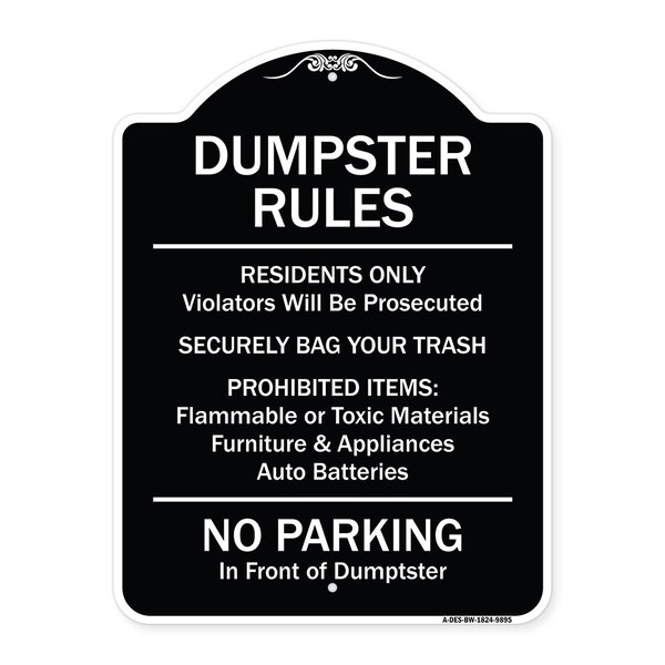 Designer Series-Residents Only Violators Prosecuted Bag Your Trash No Parking